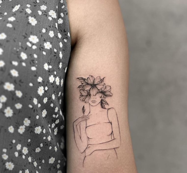 Tatuaggio elegante flower lady