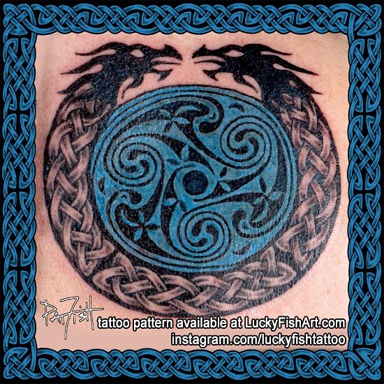 Drago celtico con nodo di colore blu